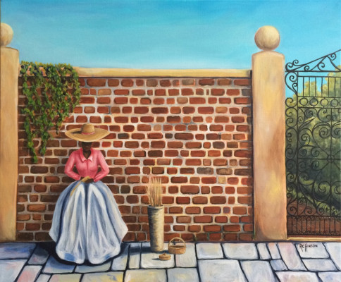 https://www.rebeccahinson.com/image/cache/data/artwork/paintings/2015/basket-lady-iron-fence-400x400-fh.JPG
