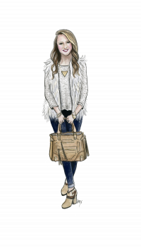Fashion Illustration of Rainboots and Retail blogger Caroline